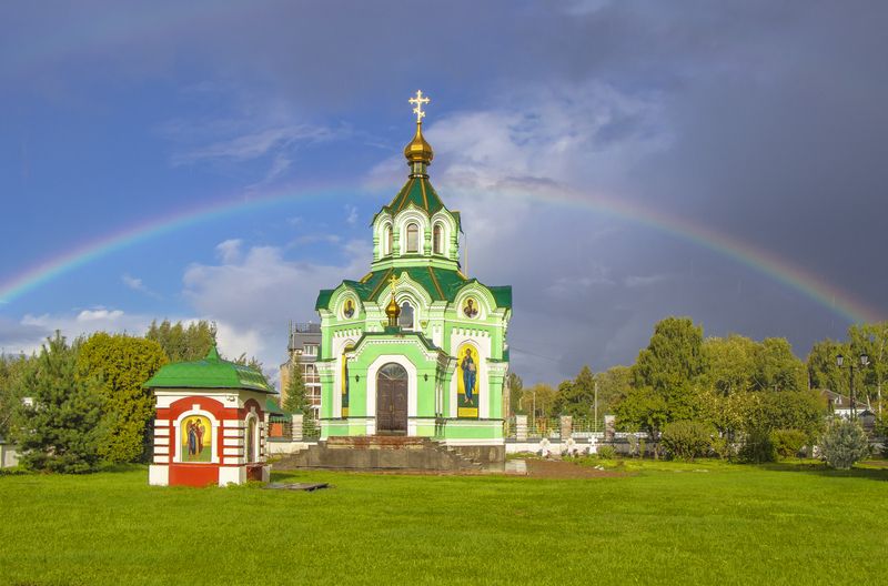 Макарье, Киров, часовня А.Невского, радуга Часовня А.Невскогоphoto preview