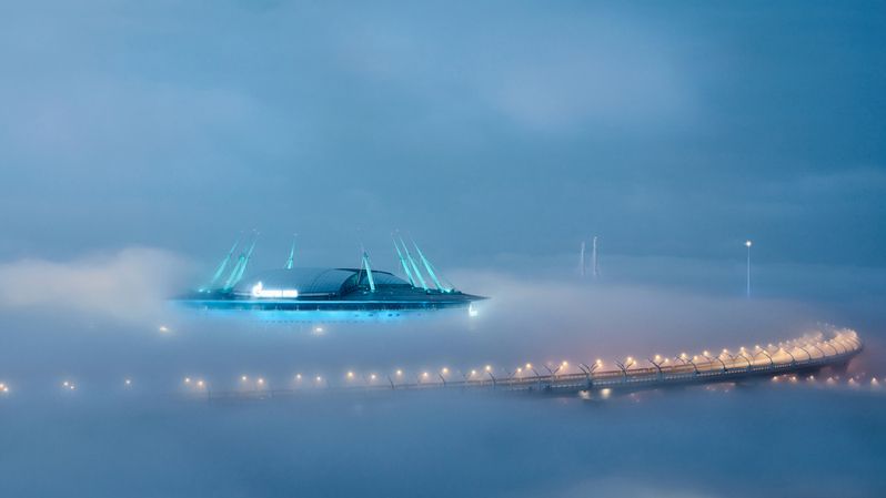 санкт-петербург, газпром арена, туман, стадион, крестовский остров, западный скоростной диаметр, Они прилетели!photo preview