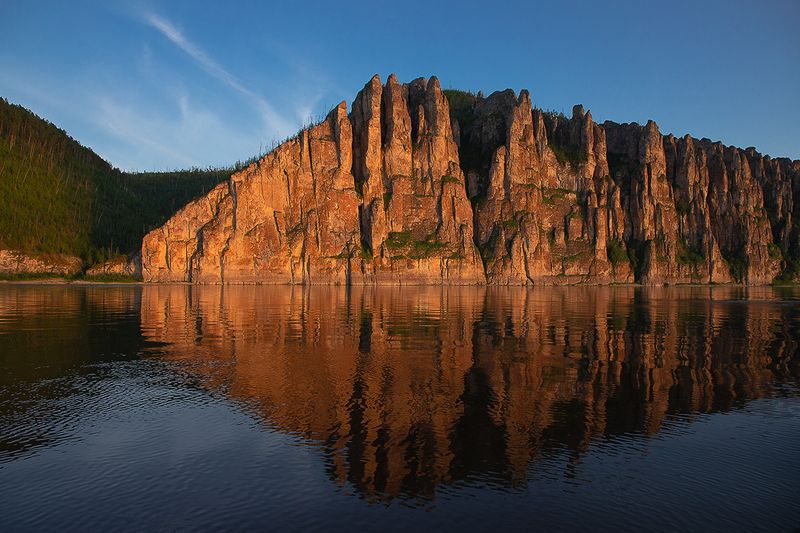 якутия, река лена, ленские столбы. Лена в фрагменте заката.photo preview