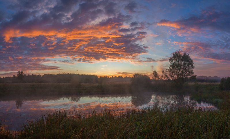 облака, пруд, осень photo preview