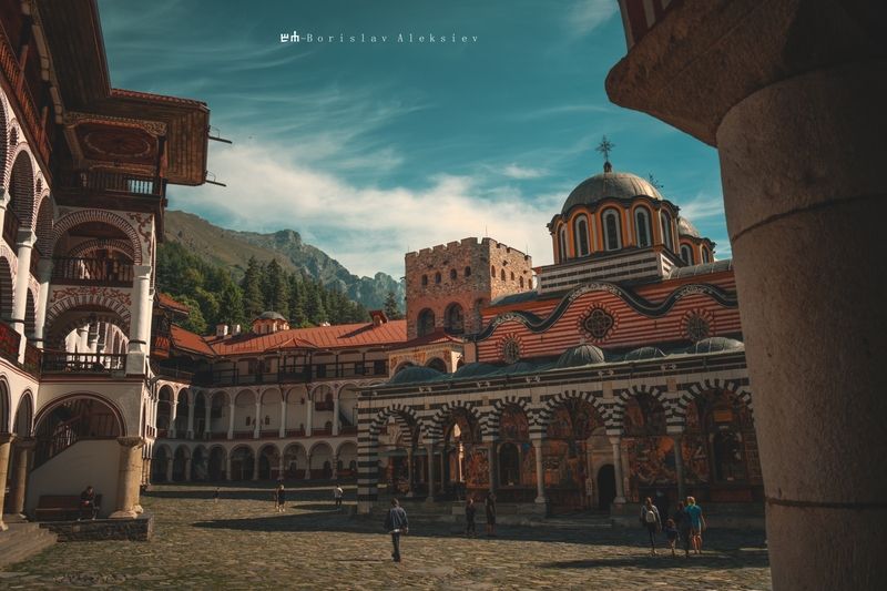 rila monastery ,рилски манастир ,bulgaria,old,religion,exterior,blue,green,white,colors, Rila Monastery -Рилски Манастирphoto preview