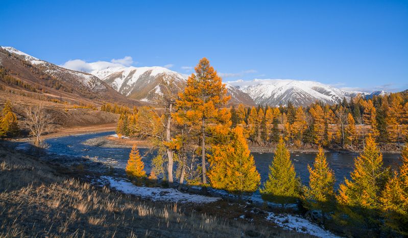 россия, горный алтай, река чуя, осень Уж близок вечерphoto preview