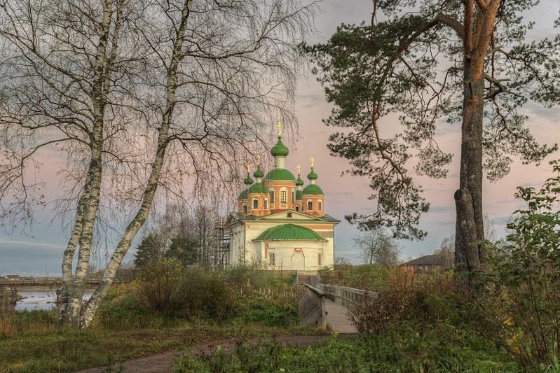 осень, остров, церковь, мост photo preview