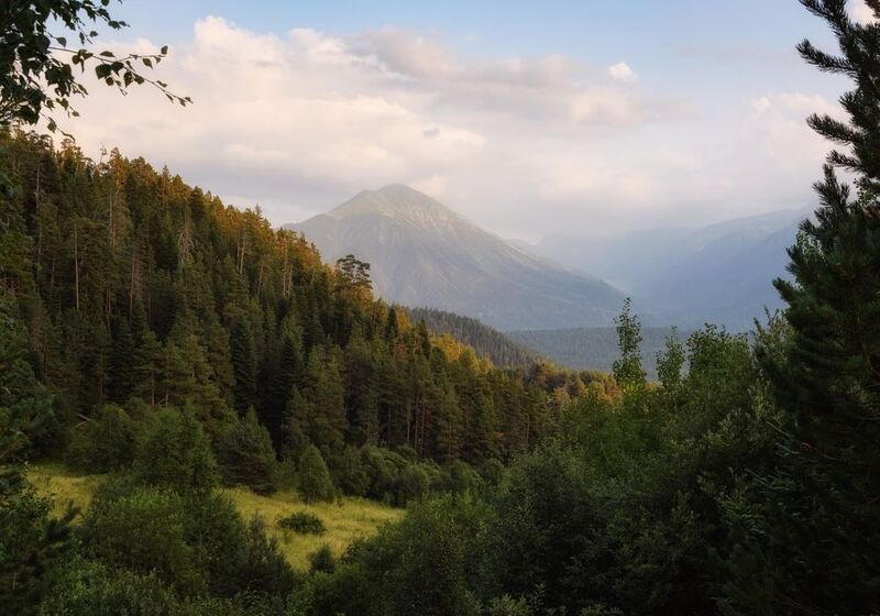 пик смирнова, архыз, горы, горный пейзаж, вечер Вид на пик Смирнова с Тропы романтиков (Архыз)photo preview