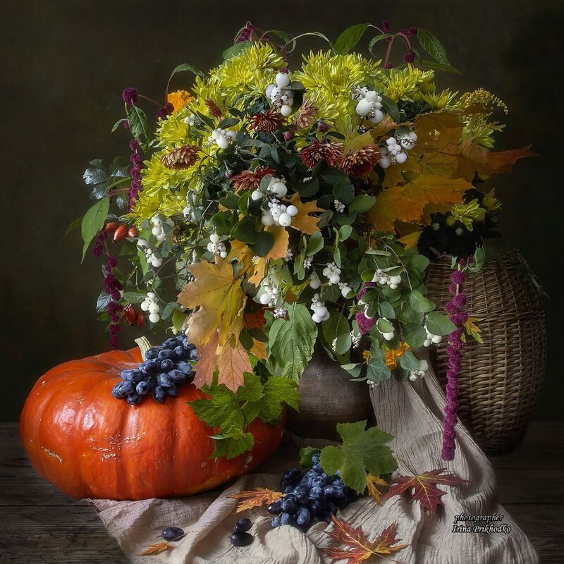 натюрморт, цветы, букеты, осень, тыква Здравствуй, осень золотая!photo preview