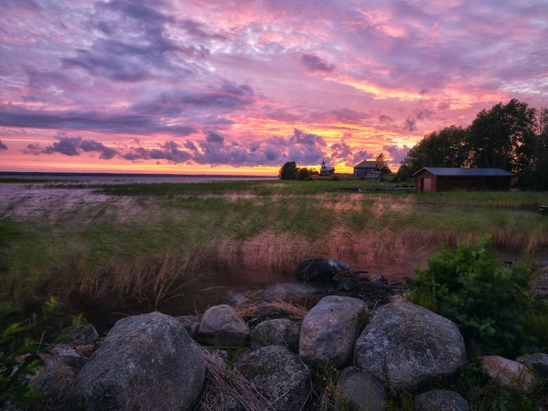 закаты, облака, онежское, озеро ***photo preview