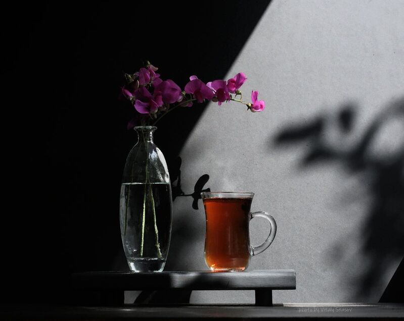 цветы, чай, натюрморт, напиток, аромат, вкусно, flowers, still life, drink, aroma, delicious, bouquet , flowers Цветы горошка и чай..photo preview