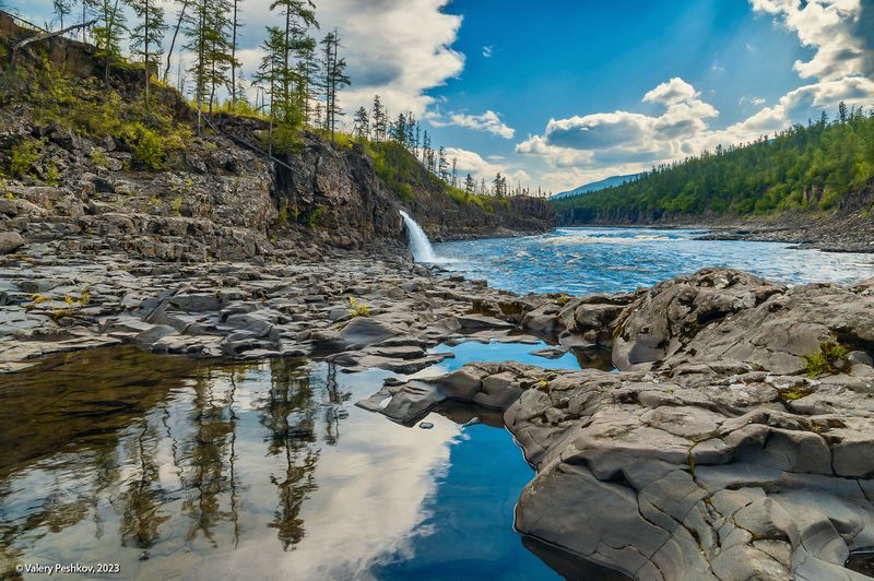плато путорана, река курейка, водопад, вода, течение, перекаты, каньон, скалы, пороги, владимир коваль Водопад на Курейке (2)photo preview