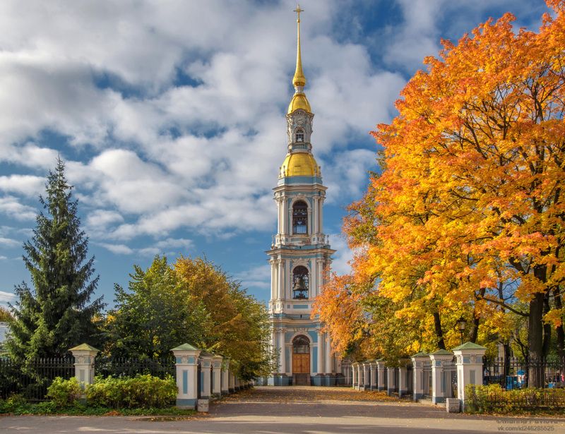 город, архитектура, городской пейзаж ,санкт-петербург, колокольня николо-богоявленского морского собора, храм Время золотой осени...Колокольня Николо-Богоявленского Морского собораphoto preview