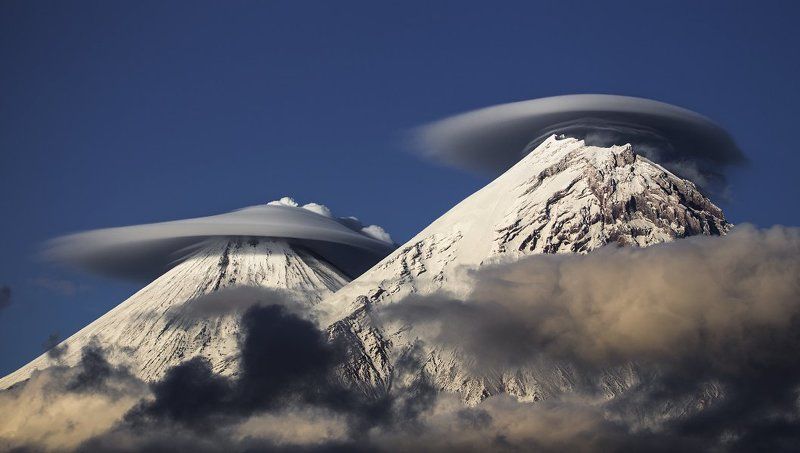 Вулкан, Вулканы, Камень, Камчатка, Ключевская, Лентикулярные, Облака, Облако, Шапка Амигос :)photo preview