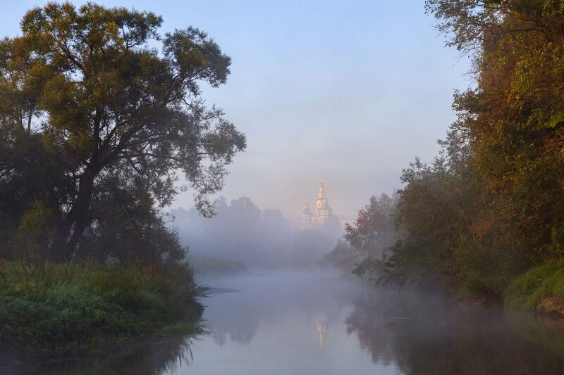 истра, храм, подмосковье, утро, туман, осень Осеннее утроphoto preview