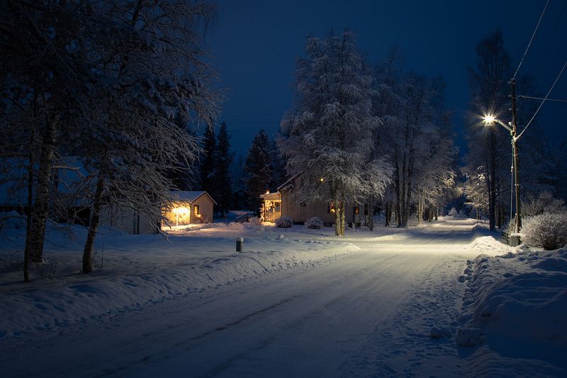 швеция Зимняя деревенская вечерняяphoto preview