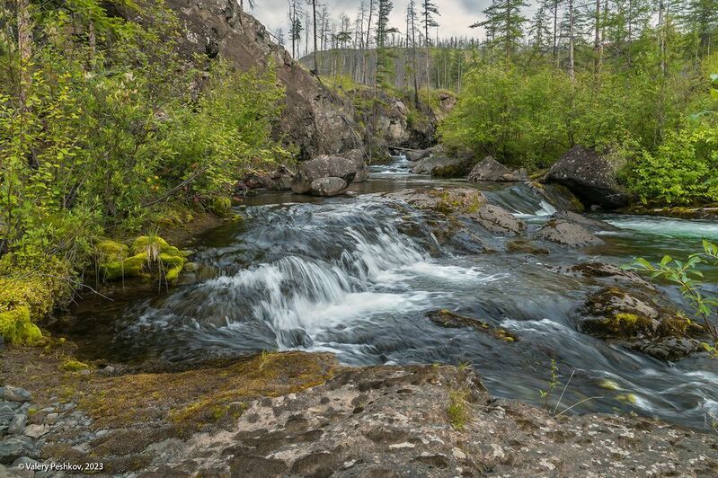 плато путорана, река курейка, ручей, водопад, вода, течение, перекаты, скалы, тайга, владимир коваль Весёлый ручейphoto preview