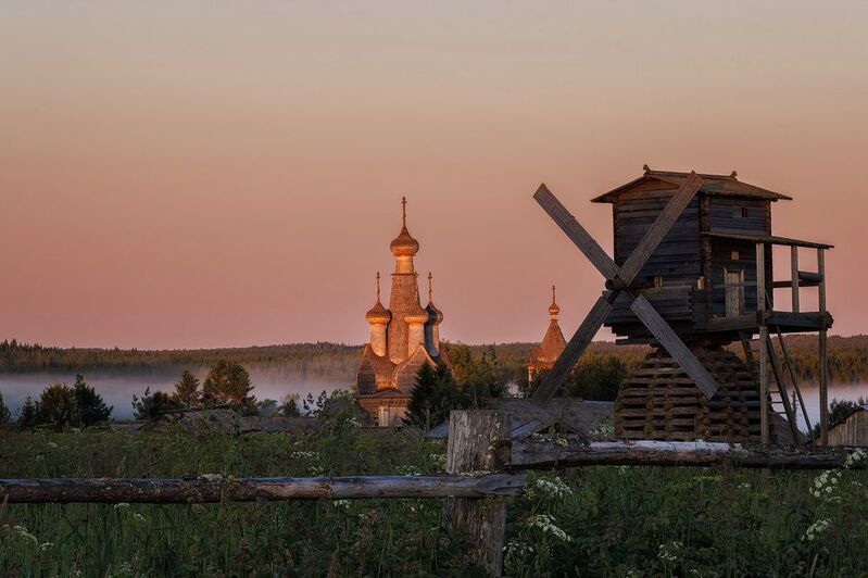 кимжа, мельница, церковь, рассвет Кимжа фото превью