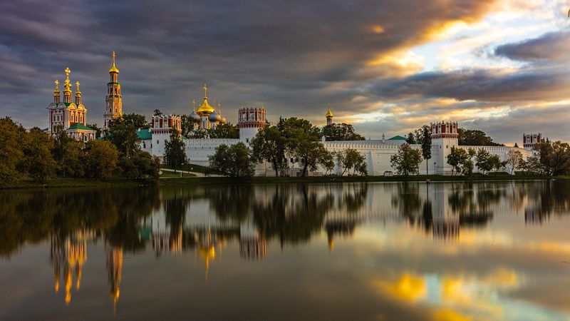новодевичий, монастырь, закат, москва Новодевичий монастырьphoto preview