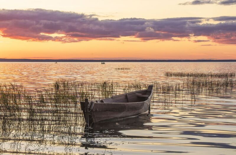 Закат, Плещеево озеро, Переславль-Залесский,лодка На закатеphoto preview