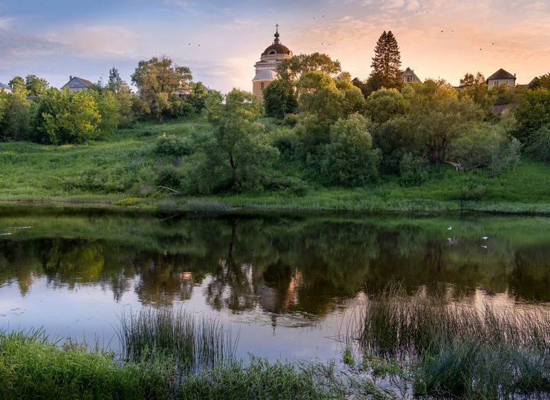 тверская область, торжок, святая русь, святая русь нд, россия, нд, река тверца, тверца Летним вечером в Торжкеphoto preview
