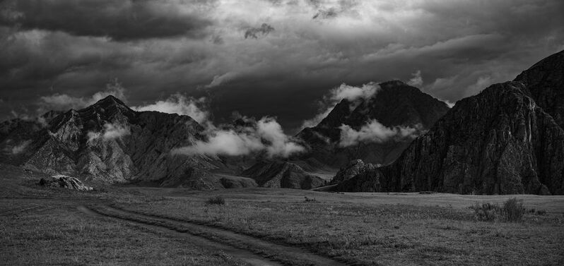 алтай, горы, облака, дорога, чб, монохром Дорогами Алтаяphoto preview