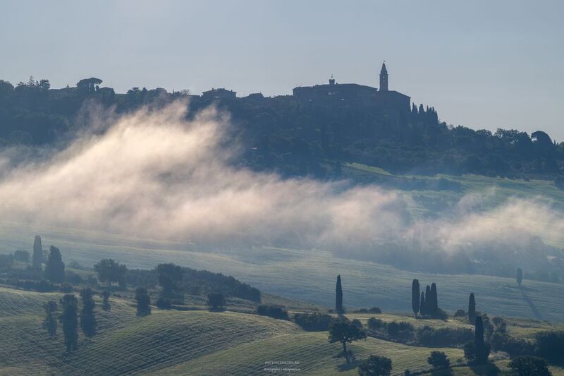 италия, пьенца, тоскана, рассвет, туман, утро Пьенца на рассветеphoto preview
