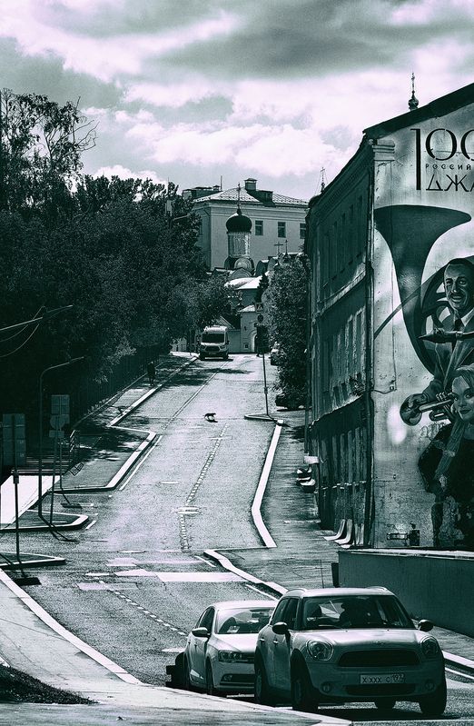 монохром, городские картинки, переулки москвы, кошка Городские картинки. Город в монохромеphoto preview