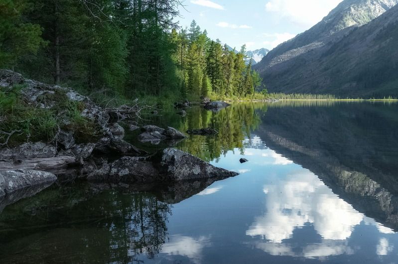 алтай, мультинское озеро, свет, камни Полоска светаphoto preview