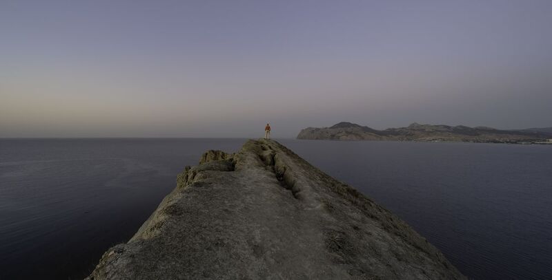 Россия, Крым, Феодосийский район, Коктебель, Тихая бухта, мыс Хамелеон, Кара-Даг, рассвет,  Рассвет в Крыму фото превью