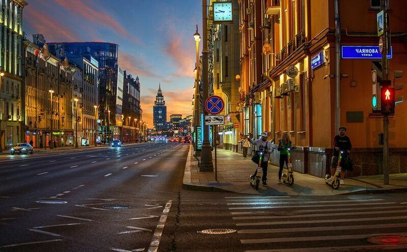 москва, вечер, 1я-тверская-ямская, самокаты, закат, По Тверской-Ямскойphoto preview