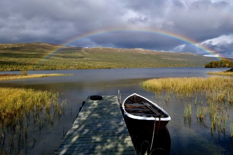 Landscapes, Norway, Dovre National Park, Autumn, Rainbow, Colors,  Мост в осеньphoto preview
