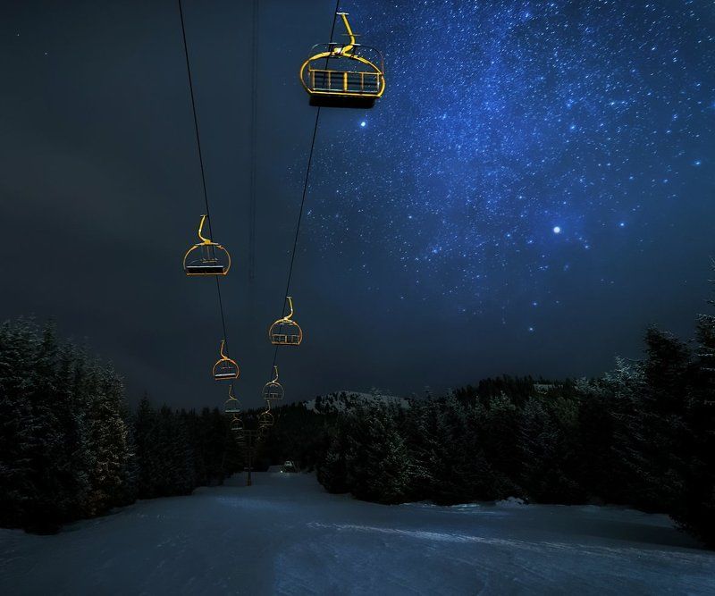 горы, каракол, киргизия, звезды, астропейзаж Ночь на горнолыжной базеphoto preview