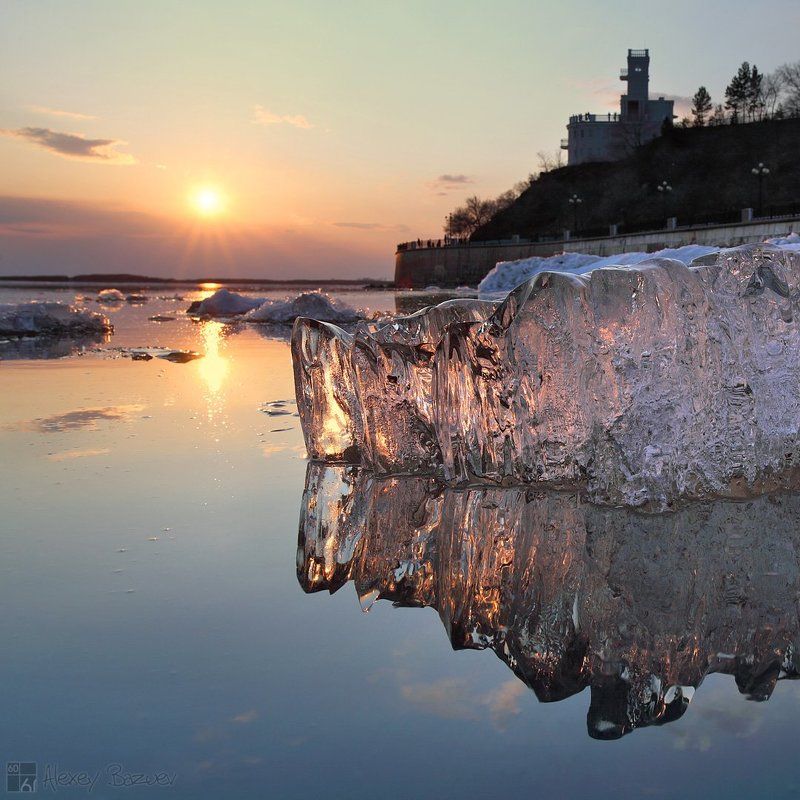 амур, лед, ледоход, закат, утес виски со льдом по Амурскиphoto preview