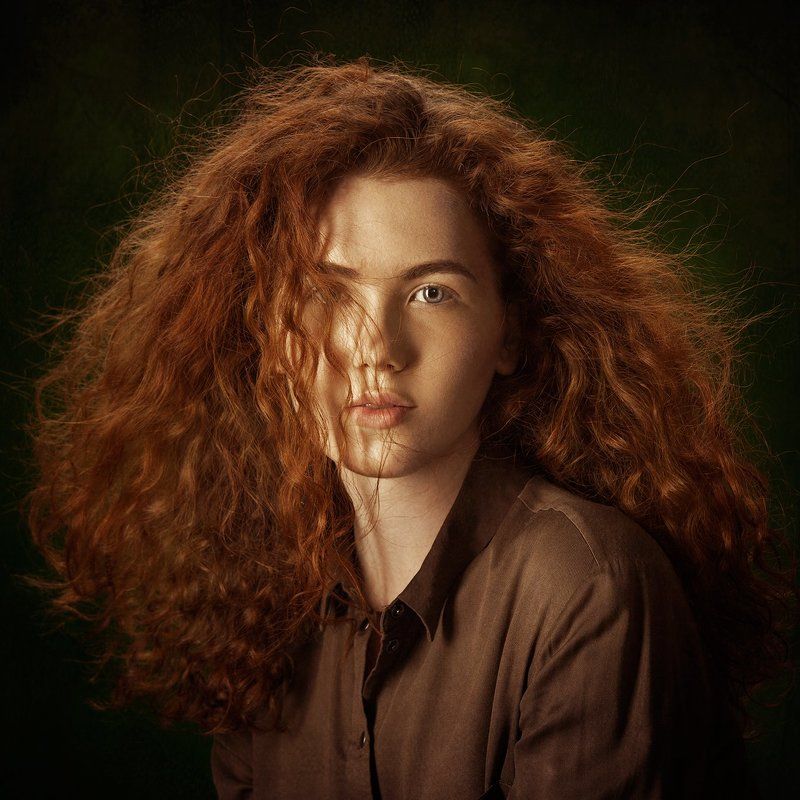 Девушка, Портерт, Рубашка, Рыжая, Свет, Студия bravephoto preview