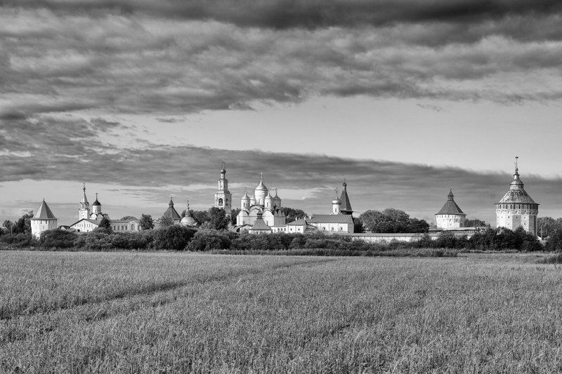 вологда, монастырь, лето, поле, облака, башня, церковь, храм Летним вечером в окрестностях Вологдыphoto preview