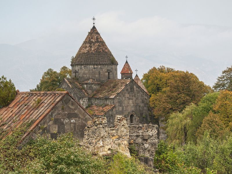 пейзаж, утро, осень, архитектура, руины, памятник, достопримечательность, средневековый, монастырь, путешествие, снг, закавказье, армения, санаин Санаинphoto preview
