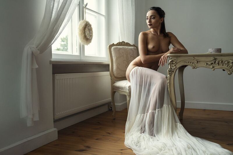 art nude, baroque chair, boudoir elegance, contemplative gaze, draped fabric, feminine grace, fine art, intimate scene, nude sitting, poetic nude, romantic atmosphere, sensual grace, serene mood, vintage setting, window light, wooden floor Elegy in Pale Lightphoto preview