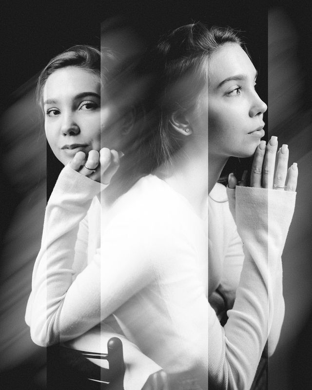 портрет, женский портрет, классический портрет, portrait, девушка, коллаж, чб, жанровый портрет Коллажphoto preview