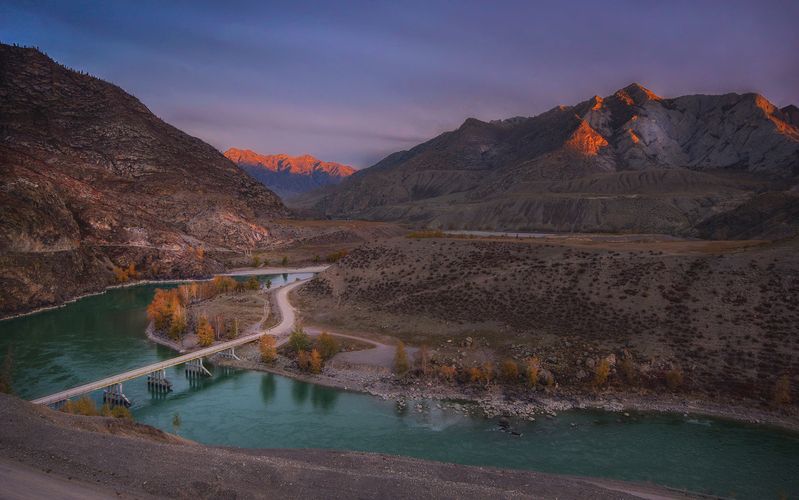 алтай, осень, река, катунь, рассвет, утро, сумерки В сумерках рассветаphoto preview