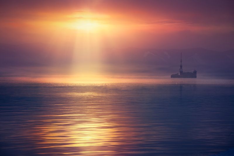 пейзаж, природа, река, солнце, свет, лучи, енисей, красноярск, блик, отражения photo preview