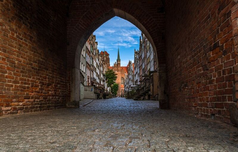 польша, гданьск, старый город, город, небо, собор, poland, gdansk, church, sky Гданьскphoto preview