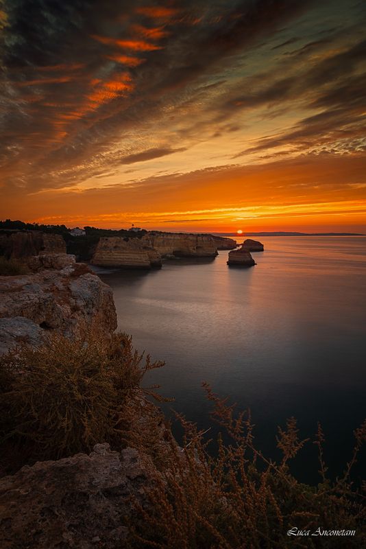 travel portugal sea long exp water rocks beach seascape Algarve sunrise фото превью