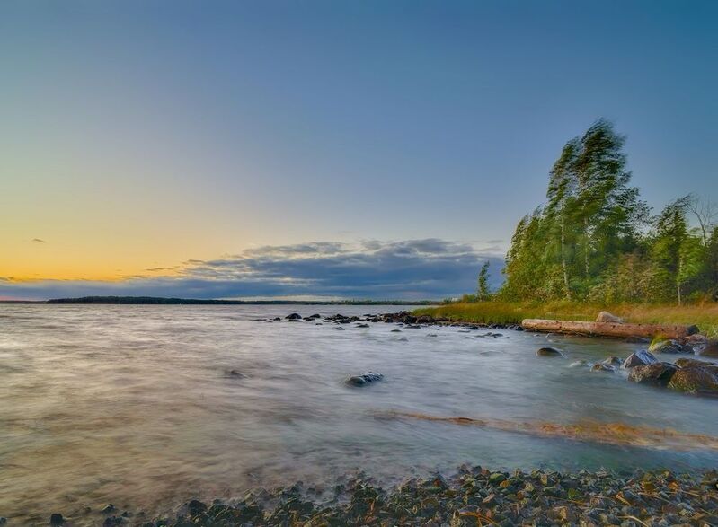 закат озеро прибой шторм Ветерphoto preview