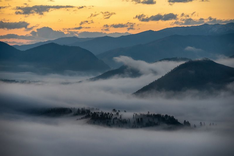 altay, drone, landscape, foggy, topview ***photo preview