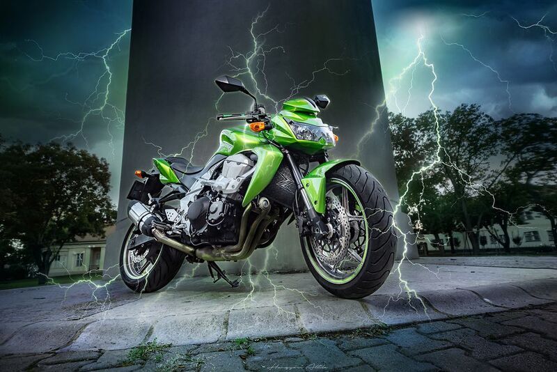 kawasaki, green, flash Kawasaki Z750 - Zöld villámphoto preview