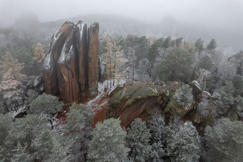 столбы, перья, красноярск, сибирь, зима, красноярские столбы Седые перья фото превью