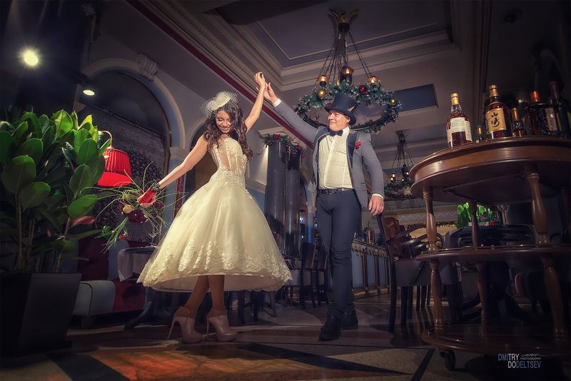 Свадьба, жених, невеста, ресторан, интерьер Ю&Кphoto preview