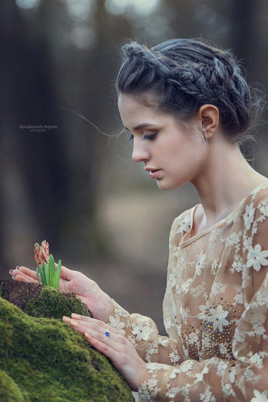 девушка, модель, лес, весна, цветок, нежность, природа Пробуждениеphoto preview