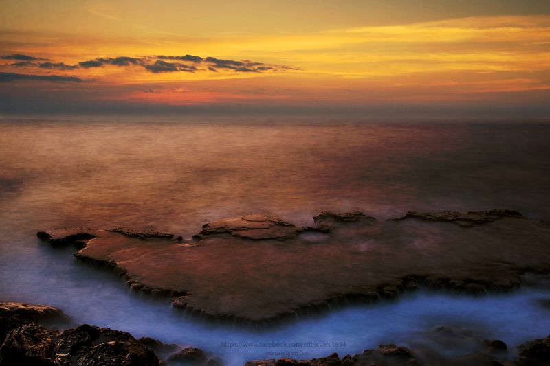 beach, beautiful, blue, clouds, exposure, landscape, ninh thuan, rocks, sea, seascape, sky, south east asia, sun, sunlight, sunrise, sunset, viet nam Hang Rai - Ninh Thuan - Viet Namphoto preview