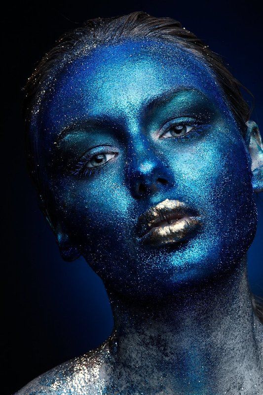 Blue, Face, Fashion, Girl, Magic, Portrait, Блестки, Девушка, Макияж, Синяя bluephoto preview