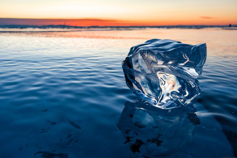 Байкал, Ольхон, зима, лёд, пейзаж, рассвет Лёд Байкала на рассветеphoto preview