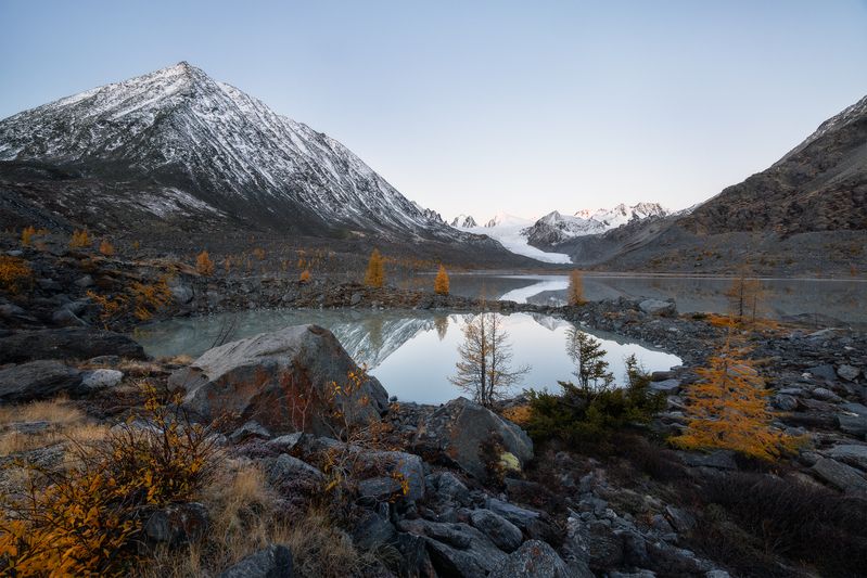 алтай, аккол, аккуль, рассвет, софийский ледник, горный алтай, республика алтай, осень, южно-чуйский хребет Софийский ледник, Алтайphoto preview