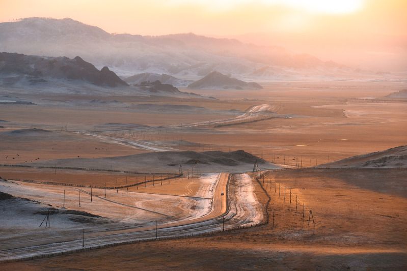 altay, autumn, sunrise, mood, road ***photo preview